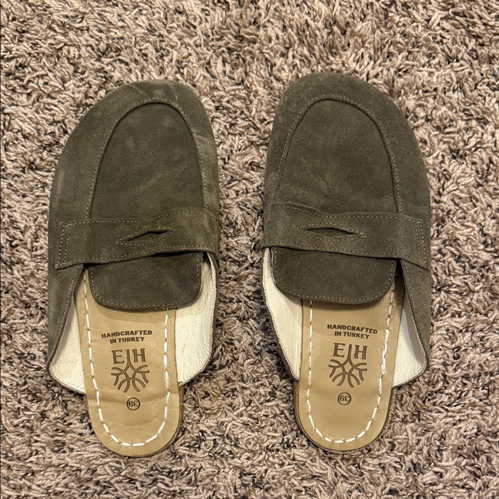 EHJ Olive Suede Women's Mules